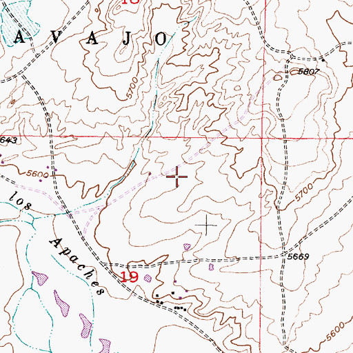 Topographic Map of Caoncito Reservation (historical), NM