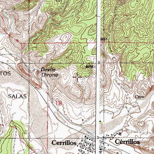 Topographic Map of Cerrillos Public School (historical), NM