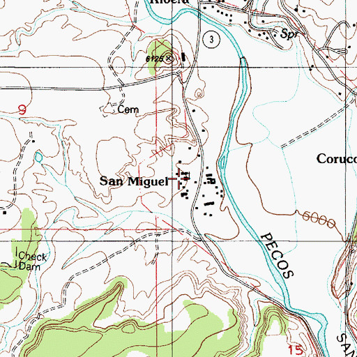 Topographic Map of San Miguel del Vado Historic District, NM