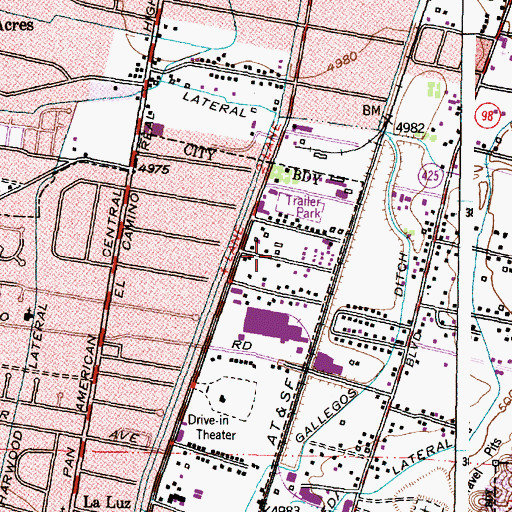 Topographic Map of Los Poblanos Historic District, NM
