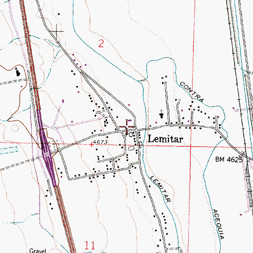 Topographic Map of Sagrada Familiar de Lemitar Church Historic Site, NM