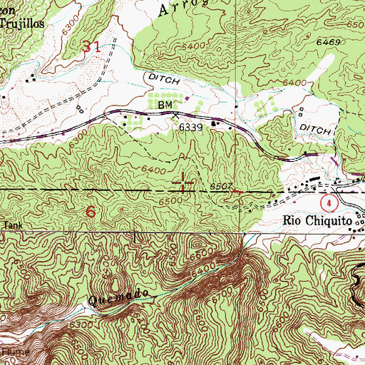 Topographic Map of Plaza del Cerro Historic Site, NM