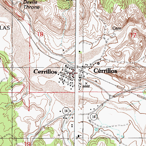 Topographic Map of Mount Chalchihuitl Turquois Mine, NM