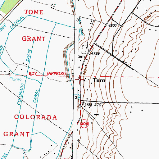 Topographic Map of Pueblo Casa Colorada Historic Site, NM