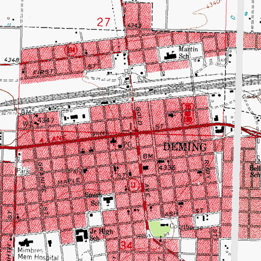 Topographic Map of Mahoney Building Historic Site, NM