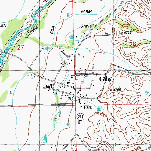 Topographic Map of L C Ranch Headquarters Historic Site, NM