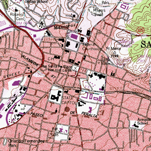 Topographic Map of Don Gaspar Historic District, NM