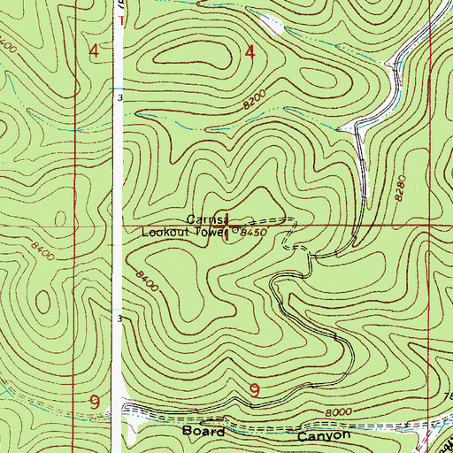 Topographic Map of Carrisa Lookout Complex Historic Site, NM