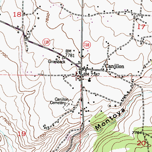 Topographic Map of Canjilon Mountain Lookout Cabin Historic Site, NM