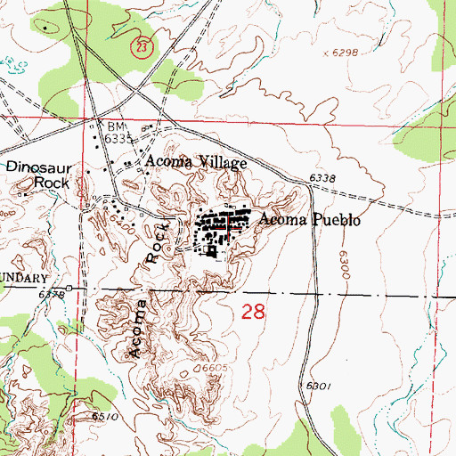 Topographic Map of San Estevan de Acoma Mission Church Historic Site, NM