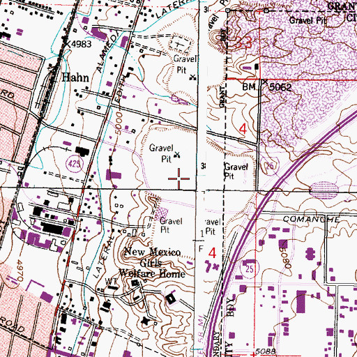 Topographic Map of John F Simms House, NM
