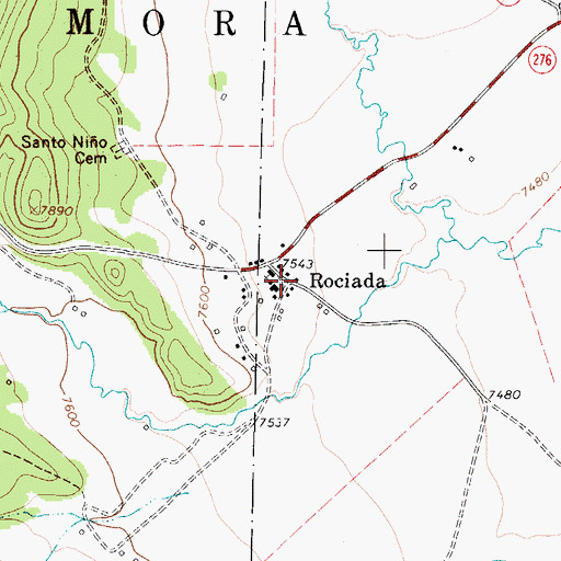 Topographic Map of Pendaries Grist Mill, NM