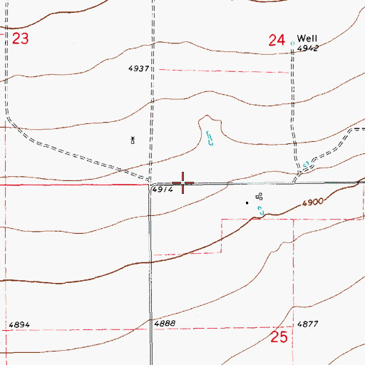 Topographic Map of 10557 Water Well, NM
