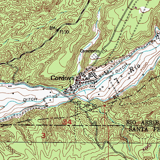 Topographic Map of San Antonio de Padua del Quemado, NM