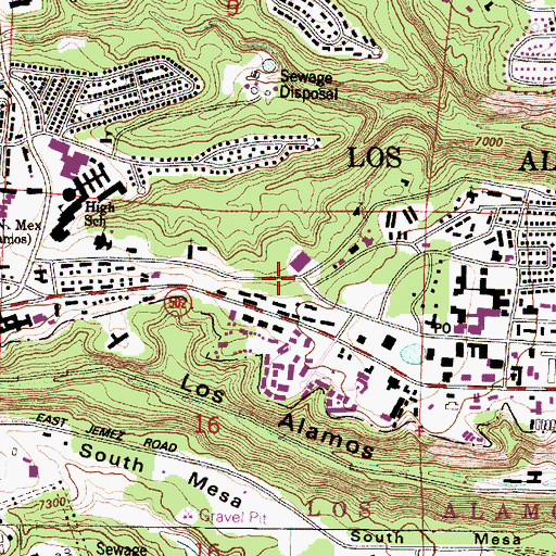 Topographic Map of Los Alamos Ranch School, NM