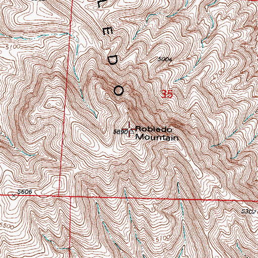 Topographic Map of Roblado Mountains Wilderness Study Area, NM