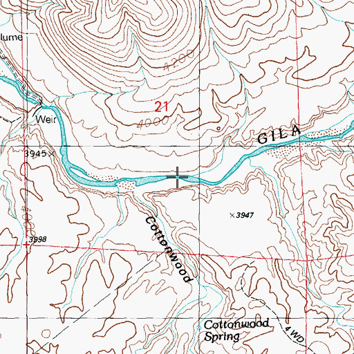 Topographic Map of Gila Lower Box Wilderness Study Area, NM