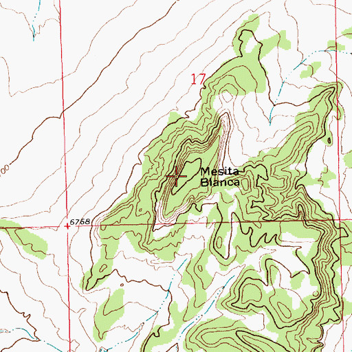 Topographic Map of Mesita Blanca Wilderness Study Area, NM
