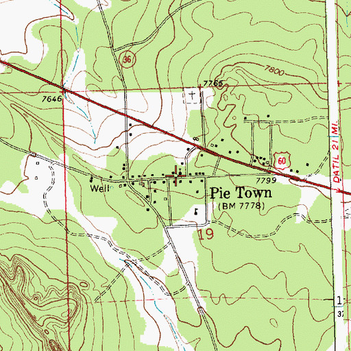 Topographic Map of Toms Rock Pueblo, NM