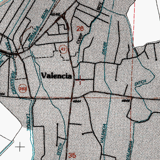 Topographic Map of Valencia Pueblo (historical), NM