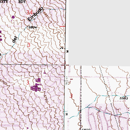 Topographic Map of New Mexico-Arizona Wool Warehouse, NM