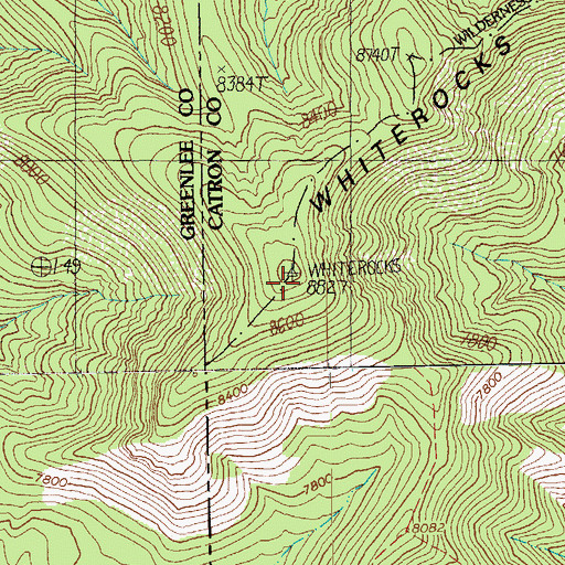Topographic Map of Whiterocks Mountain, NM