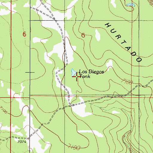 Topographic Map of Los Diegos, NM