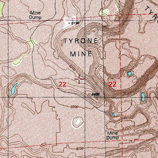 Topographic Map of Phelps-Dodge Open Pit Copper Mine, NM