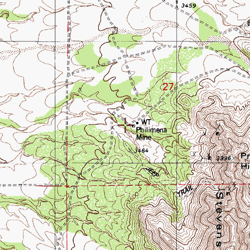Topographic Map of Philimena Mine, AZ
