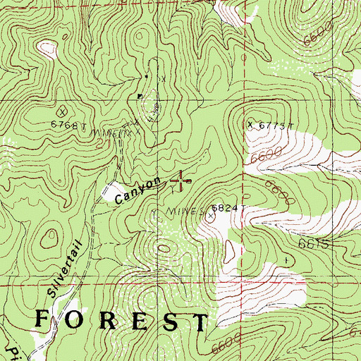 Topographic Map of Silvertail Mine, NM