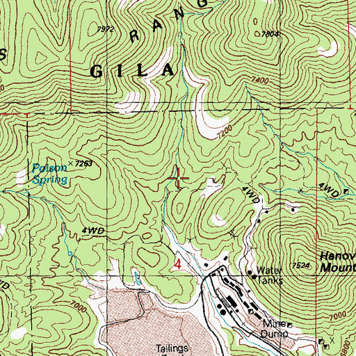 Topographic Map of UV Mine, NM