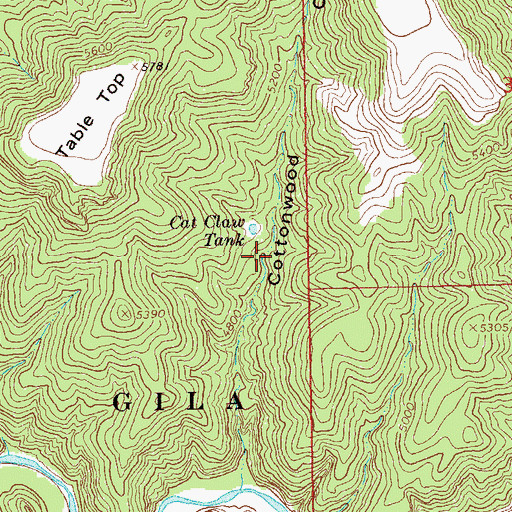 Topographic Map of Table Top Spring, NM