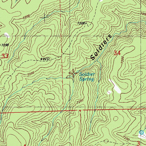 Topographic Map of Soldier Spring, NM