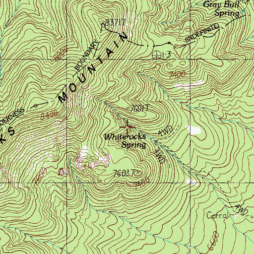 Topographic Map of Whiterock Spring, NM