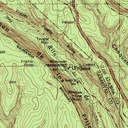 Topographic Map of Frijoles, NM