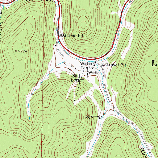 Topographic Map of Ski Clouderoft Ski Area, NM
