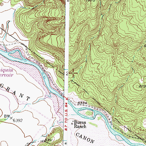 Topographic Map of Joaquin Canyon, NM