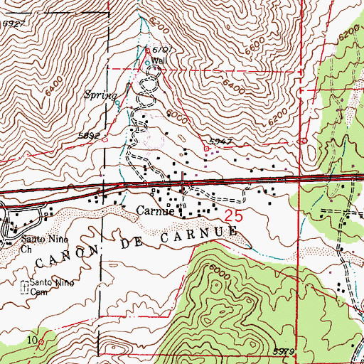 Topographic Map of Carnuel, NM