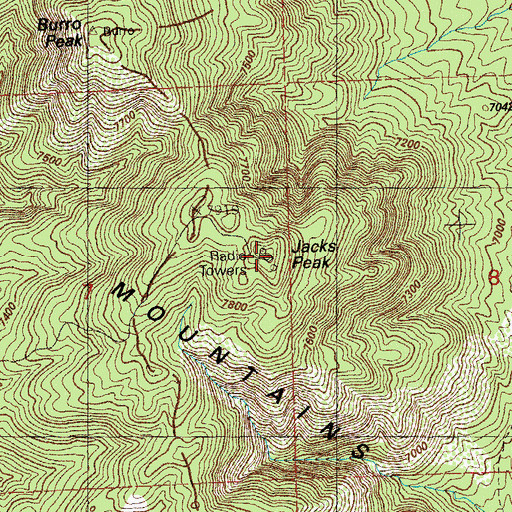 Topographic Map of Jacks Peak, NM