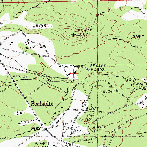 Topographic Map of Beclabito Spring, NM