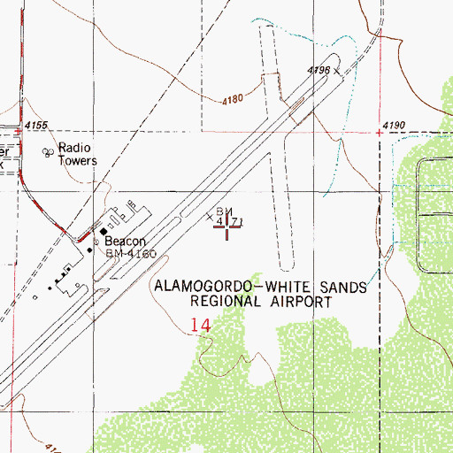 Topographic Map of Alamogordo-White Sands Regional Airport, NM
