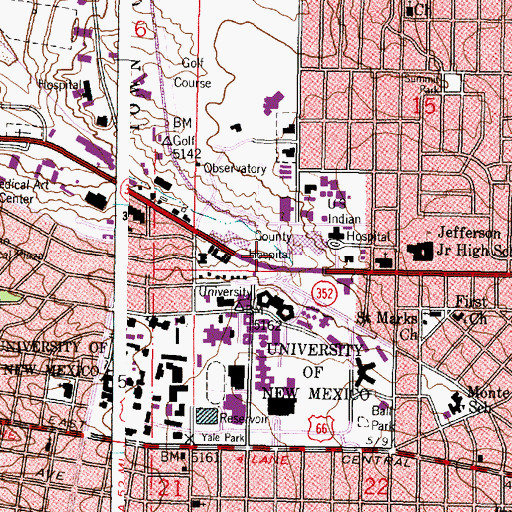 Topographic Map of University of New Mexico Hospital Heliport, NM