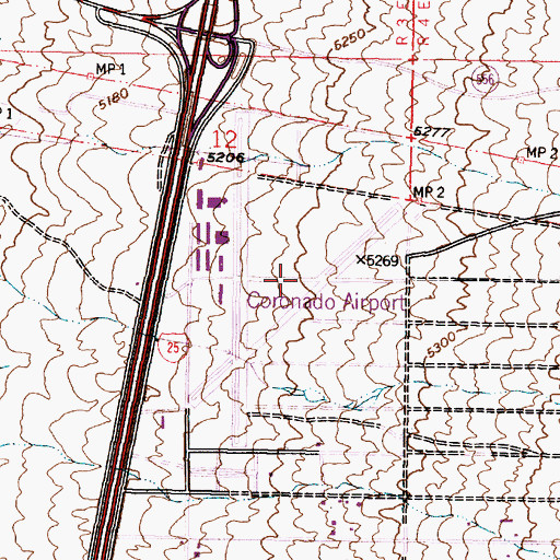 Topographic Map of Coronado Airport (historical), NM