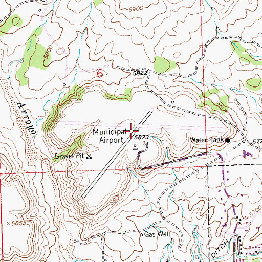 Topographic Map of Aztec Municipal Airport, NM