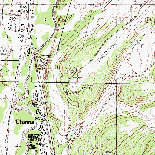 Topographic Map of Chama Land & Cattle Company Airport, NM