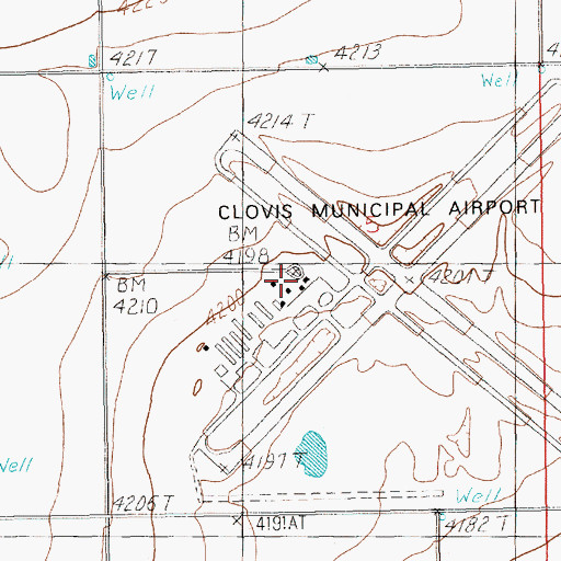 Topographic Map of Clovis Municipal Airport, NM