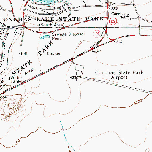 Topographic Map of Conchas Lake Airport, NM