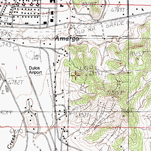 Topographic Map of Dulce Airport (historical), NM