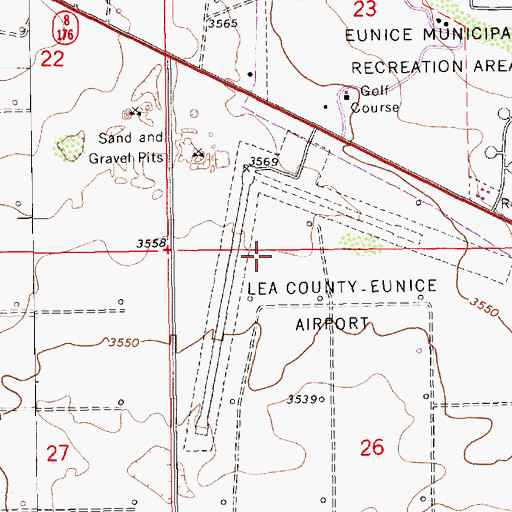 Topographic Map of Eunice Airport (historical), NM