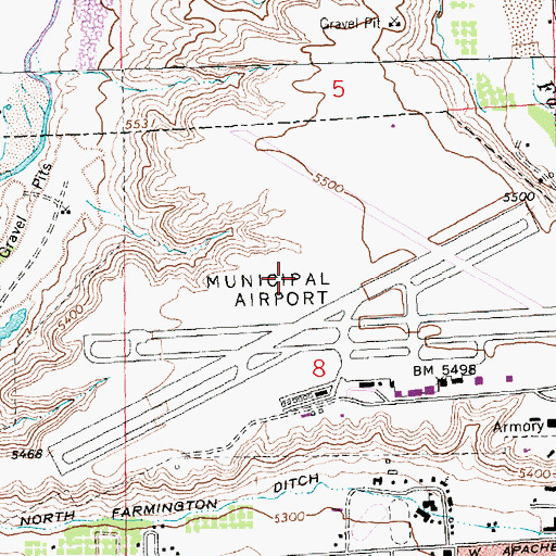 Topographic Map of Four Corners Regional Airport, NM